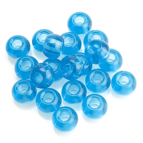Whakano 40 Stück Großes Glasperlen zum Basteln,9x14MM,Runde Lose Perlen mit 6mm Loch,Perlen zum Auffädeln,Bastelperlen für DIY Handwerk Dekor,Schmuck Armbänder,Halsketten Schlüsselanhänger,Blauer See von Whakano