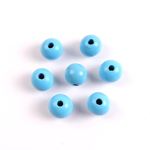 Whakano 40 Stück Holzperlen Runde Natürliche Lose Spacer Perlen,Groß Holzkugeln mit Loch,für DIY Bastelarbeiten Dekorationen,Armband Halskette,auffädeln,Makramee Schmuck Herstellung,20mm,Himmelblau von Whakano