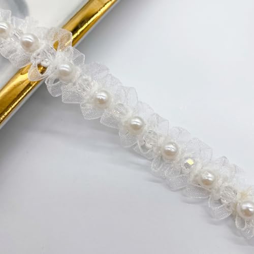 Whakano 5 Yardd Weiß Spitzenborte mit Perlen 1,8cm Breite,Tüll Perlen-Band Spitzenband,Zierband Dekoborte,Band für DIY Nähen Basteln Kleidung,Vorhänge,Schal,Scrapbooking Dekoration Whakano 5 Yardd Weiß Spitzenborte mit Perlen 1,8cm Breite,Tüll Perlen-Band Spitzenband,Zierband Dekoborte,Band für DIY Nähen Basteln Kleidung,Vorhänge,Schal,Scrapbooking Dekoration von Whakano