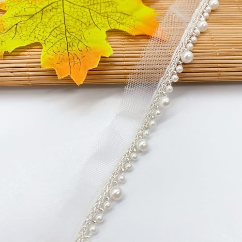 Whakano 5 Yardd Weiß Spitzenborte mit Perlen 1,9cm Breite,Tüll Perlen-Band Spitzenband,Zierband Dekoborte,Band für DIY Nähen Basteln Kleidung,Vorhänge,Schal,Scrapbooking Dekoration Whakano 5 Yardd Weiß Spitzenborte mit Perlen 1,9cm Breite,Tüll Perlen-Band Spitzenband,Zierband Dekoborte,Band für DIY Nähen Basteln Kleidung,Vorhänge,Schal,Scrapbooking Dekoration von Whakano