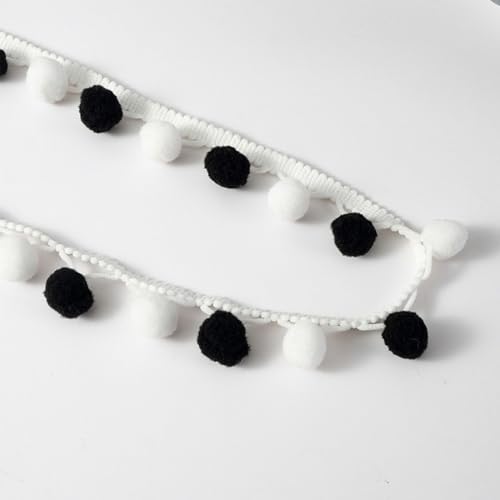 Whakano 5 m Bunt Bommelborte zum Basteln 1,5cm Breite Pomponband,Trim Bommel Borte Fringe Poms Fransenborte Zierband Dekoborte,Band für Nähen Basteln Kleidung,Vorhänge,Schal Dekor,Schwarz Weiß Whakano 5 m Bunt Bommelborte zum Basteln 1,5cm Breite Pomponband,Trim Bommel Borte Fringe Poms Fransenborte Zierband Dekoborte,Band für Nähen Basteln Kleidung,Vorhänge,Schal Dekor,Schwarz Weiß von Whakano