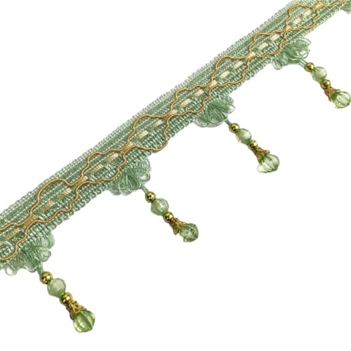 Whakano 5m Fransenborte mit Perlen 7cm Breite Meterware,Quastenborte zum Basteln Trim Borte Fringe Spitzenband Zierband Dekoborte,Band für DIY Nähen Basteln Kleidung,Vorhänge,Schal Dekoration,Grün Whakano 5m Fransenborte mit Perlen 7cm Breite Meterware,Quastenborte zum Basteln Trim Borte Fringe Spitzenband Zierband Dekoborte,Band für DIY Nähen Basteln Kleidung,Vorhänge,Schal Dekoration,Grün von Whakano