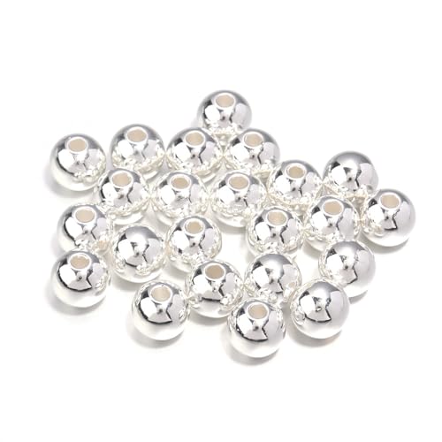 Whakano 600 Stück Runde Perlen zum Auffädeln,Kunstperle Runde Perlen mit Loch Runde,ABS Perlen für Vasenfüller,für Kunsthandwerk,Armbänder,Halsketten,Kleidung,Schlüsselanhänger Deko,6mm,Silber von Whakano