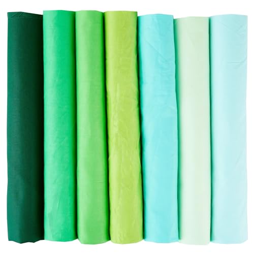 Whakano 7 Stück Einfarbig Baumwollstoff,Quadrate Patchwork Stoffe,Bedruckte Baumwollstoff Meterware zum Nähen Stoff für DIY Dekoration Basteln Handwerken,mundschutzmasken Bettwäsche,Grün,50x50cm von Whakano