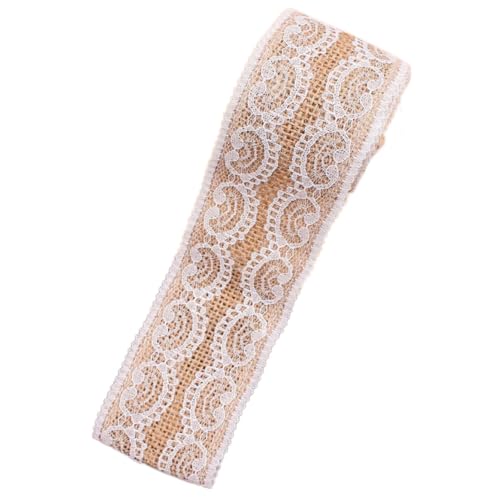 Whakano Juteband mit Weißer Spitze,5cmx2m Spitzenband,Vintage Juteband Natur,Spitzenbordüre Geschenkverpackungsband,Dekoband für Tischdeko,Geburtstag,Hochzeit,Party,Nähen Handwerk Dekor,J Whakano Juteband mit Weißer Spitze,5cmx2m Spitzenband,Vintage Juteband Natur,Spitzenbordüre Geschenkverpackungsband,Dekoband für Tischdeko,Geburtstag,Hochzeit,Party,Nähen Handwerk Dekor,J von Whakano