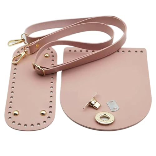 Whakano PU Leder Taschenboden zum Nähen,Handgefertigtes DIY Stricken Häkeln Taschen Zubehör für Taschenherstellung,Taschengurte/Tasche Twist Lock/Klappenabdeckung für Tragetaschen Crossbody,Hellrosa von Whakano