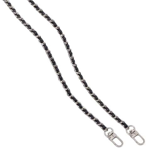 Whakano PU-Leder Taschenkette Metall,Handykette Ersatzkette für Taschen,Abnehmbare Taschenkette mit Schnallen,Taschen Zubehör,Taschen Ketten für Damen Geldbörse Handtaschen,Silber Schwarz,30cm von Whakano