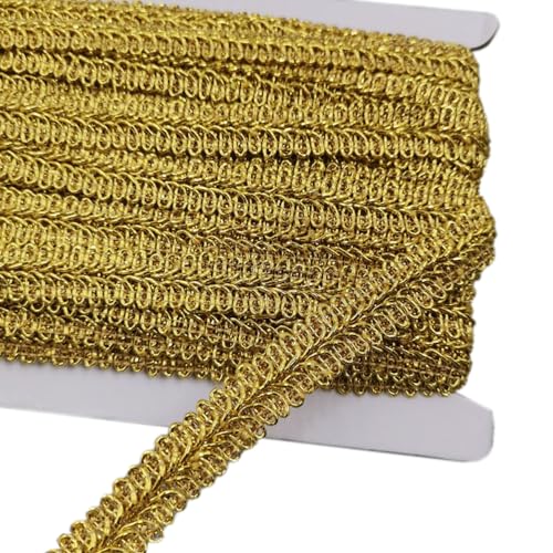 Whakano Polyester Braid Spitzenbesatz Centipede Spitzenband Verziert 11mm,Geflochten Posamenten Borte Braid Trim Borten Bänder,für Vorhang Kostüm Schonbezug Polsterung Nähen Wohnkultur,12m,Hell Gold von Whakano