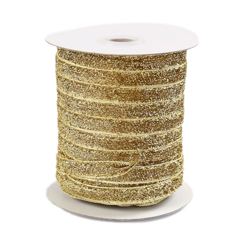 Whakano Samtband Glitzer Samt Dekoband Schleifenband Schmuckband Geschenkband,zum Verpacken von Geschenken,Nähen,Hochzeitsdekoration,Weihnachtsdekoration,Hell Gold,1,5 cm x 100 Yards Whakano Samtband Glitzer Samt Dekoband Schleifenband Schmuckband Geschenkband,zum Verpacken von Geschenken,Nähen,Hochzeitsdekoration,Weihnachtsdekoration,Hell Gold,1,5 cm x 100 Yards von Whakano