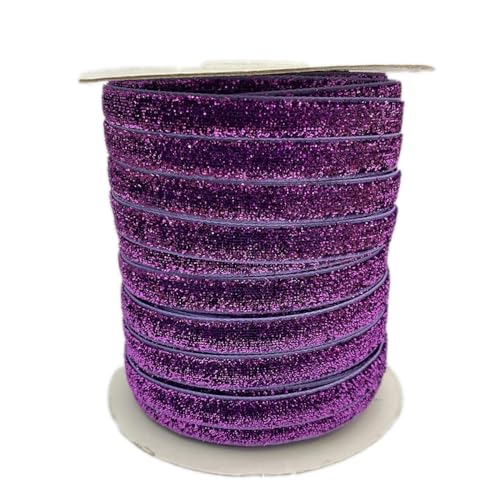 Whakano Samtband Glitzer Samt Dekoband Schleifenband Schmuckband Geschenkband,zum Verpacken von Geschenken,Nähen,Hochzeitsdekoration,Weihnachtsdekoration,Lila,1 cm x 50 Yards von Whakano