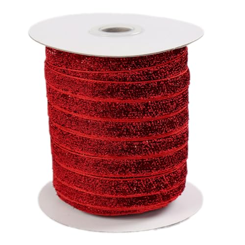 Whakano Samtband Glitzer Samt Dekoband Schleifenband Schmuckband Geschenkband,zum Verpacken von Geschenken,Nähen,Hochzeitsdekoration,Weihnachtsdekoration,Rot,1 cm x 50 Yards Whakano Samtband Glitzer Samt Dekoband Schleifenband Schmuckband Geschenkband,zum Verpacken von Geschenken,Nähen,Hochzeitsdekoration,Weihnachtsdekoration,Rot,1 cm x 50 Yards von Whakano