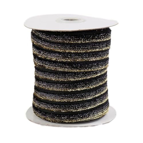 Whakano Samtband Glitzer Samt Dekoband Schleifenband Schmuckband Geschenkband,zum Verpacken von Geschenken,Nähen,Hochzeitsdekoration,Weihnachtsdekoration,Schwarzes Gold,1,5 cm x 100 Yards Whakano Samtband Glitzer Samt Dekoband Schleifenband Schmuckband Geschenkband,zum Verpacken von Geschenken,Nähen,Hochzeitsdekoration,Weihnachtsdekoration,Schwarzes Gold,1,5 cm x 100 Yards von Whakano