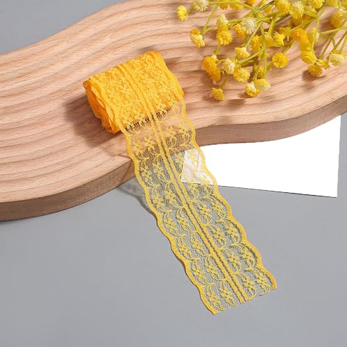 Whakano Spitzenband Zum Nähen 10 Yards x 4,5cm Spitzen Borten Inelastische Spitzenbordüre,Geschenkband Dekoband Bänder für Tischdeko,Hochzeitskleid,Handwerk,Kleidung,Scrapbooking,Dunkelgelb Whakano Spitzenband Zum Nähen 10 Yards x 4,5cm Spitzen Borten Inelastische Spitzenbordüre,Geschenkband Dekoband Bänder für Tischdeko,Hochzeitskleid,Handwerk,Kleidung,Scrapbooking,Dunkelgelb von Whakano