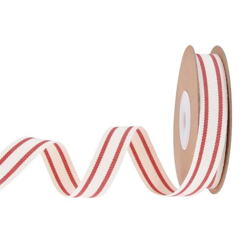 Whakano Streifen Geschenkband Schleifenband Stoffband Gestreift,Für Geschenkverpackung Kuchen Hochzeit Blumendekoration Schleifen,DIY,Nähen,Party Bankett Rock Kleidung Deko,10 Yards x 15mm,Rot von Whakano