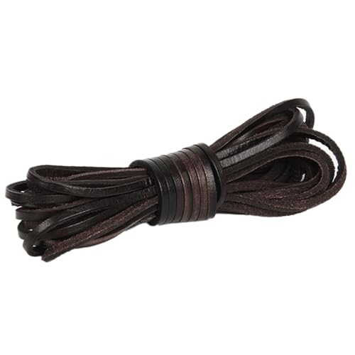 Whakano Vintage Flach Lederband Lederriemen 2 mm dick,Lederschnur Breit Lederbänder,Bänder für Basteln von Taschenriemen Schultergurte Ledergürtel Hutbänder Verpackungsherstellung,3mm x 5m von Whakano
