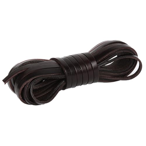 Whakano Vintage Flach Lederband Lederriemen 2 mm dick,Lederschnur Breit Lederbänder,Bänder für Basteln von Taschenriemen Schultergurte Ledergürtel Hutbänder Verpackungsherstellung,5mm x 5m von Whakano