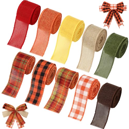 Whaline 10 Rollen 45,7 m Herbst Plaid Juteband 3,8 cm dekoratives Geschenkband für Herbst Thanksgiving DIY Handwerk Schleife Kranz Herstellung Zubehör Whaline 10 Rollen 45,7 m Herbst Plaid Juteband 3,8 cm dekoratives Geschenkband für Herbst Thanksgiving DIY Handwerk Schleife Kranz Herstellung Zubehör von Whaline