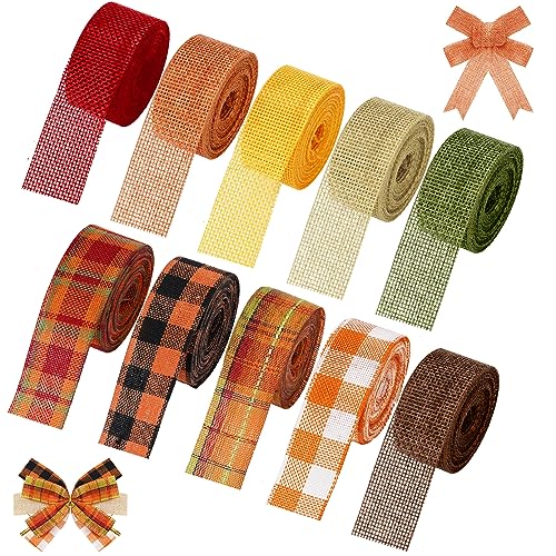 Whaline 10 Rollen 45,7 m kariertes Juteband – 2,5 cm Herbstverpackung für Herbsternte, Erntedankfest, Kranz, Dekoration Whaline 10 Rollen 45,7 m kariertes Juteband – 2,5 cm Herbstverpackung für Herbsternte, Erntedankfest, Kranz, Dekoration von Whaline