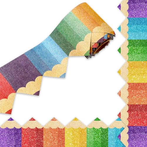 Whaline 10 m Buntstift-Bordüre, bunt, glitzernd, gerollte Bordüre für Klassenzimmer, Kreidetafel, Wanddekoration Whaline 10 m Buntstift-Bordüre, bunt, glitzernd, gerollte Bordüre für Klassenzimmer, Kreidetafel, Wanddekoration von Whaline