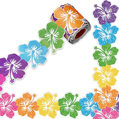 Whaline 10 m hawaiianische Blume Pinnwand Bordüre Glitzer Sommerblume gestanzte Bordüre Trim für hawaiianische Luau Kreidetafel-Dekoration Whaline 10 m hawaiianische Blume Pinnwand Bordüre Glitzer Sommerblume gestanzte Bordüre Trim für hawaiianische Luau Kreidetafel-Dekoration von Whaline
