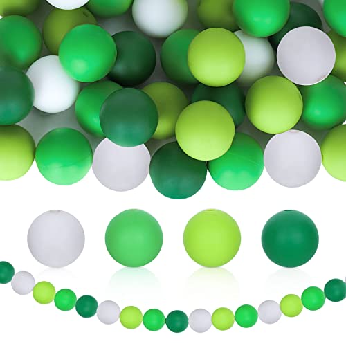Whaline 100 Stück St. Patrick's Day Silikon-Perlen, runde Form, lose Perlen, grün-weiß, Abstandshalter für irische Urlaub, DIY, Handwerk, Halskette, Armband, Herstellung von Heimdekoration, 4 Farben Whaline 100 Stück St. Patrick's Day Silikon-Perlen, runde Form, lose Perlen, grün-weiß, Abstandshalter für irische Urlaub, DIY, Handwerk, Halskette, Armband, Herstellung von Heimdekoration, 4 Farben von Whaline