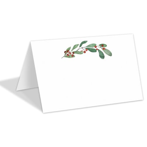 Whaline 100 Stück Weihnachts-Tischkarten, 11,9 x 8,1 cm, Aquarell-Beeren mit Blättern, Zeltkarten, Sitzkarte für Hochzeit, Brautparty, Party, Tischdekoration Whaline 100 Stück Weihnachts-Tischkarten, 11,9 x 8,1 cm, Aquarell-Beeren mit Blättern, Zeltkarten, Sitzkarte für Hochzeit, Brautparty, Party, Tischdekoration von Whaline