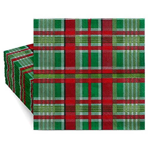 Whaline 100 Stück Weihnachtspapierservietten, Büffelkaromuster, Einweg-Servietten, Weihnachten, rot, grün, kariert, dekorative Servietten für Weihnachten, Urlaub, Abendessen, Partyzubehör, 16,5 x 16,5 Whaline 100 Stück Weihnachtspapierservietten, Büffelkaromuster, Einweg-Servietten, Weihnachten, rot, grün, kariert, dekorative Servietten für Weihnachten, Urlaub, Abendessen, Partyzubehör, 16,5 x 16,5 von Whaline