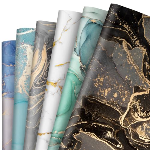 Whaline 12 Blatt Marmor-Geschenkpapier, 6 Designs, buntes Geschenkpapier, gefaltet, flach, Bastelkunstpapier für Hochzeit, Geburtstag, Party, Dekoration, Geschenkzubehör, 50 x 70 cm Whaline 12 Blatt Marmor-Geschenkpapier, 6 Designs, buntes Geschenkpapier, gefaltet, flach, Bastelkunstpapier für Hochzeit, Geburtstag, Party, Dekoration, Geschenkzubehör, 50 x 70 cm von Whaline