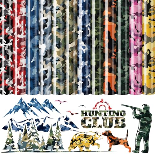 Whaline 12 Bögen Camo Wärmetransfer-Vinyl Camouflage zum Aufbügeln Vinyl gemischte Jagd Camo HTV DIY Handwerk Vinyl für T-Shirts Kleidung Stoff Handwerk, 24 x 30 cm Whaline 12 Bögen Camo Wärmetransfer-Vinyl Camouflage zum Aufbügeln Vinyl gemischte Jagd Camo HTV DIY Handwerk Vinyl für T-Shirts Kleidung Stoff Handwerk, 24 x 30 cm von Whaline