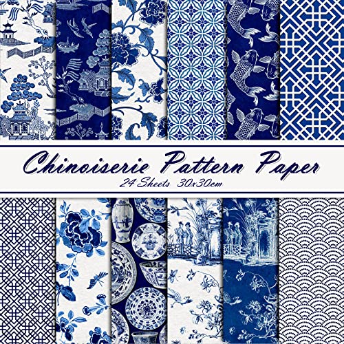 Whaline 12 Design Chinoiserie Muster Papier 24 Blatt Blau China Scrapbook Spezialpapier Doppelseitige Kollektion Orientalisches dekoratives Bastelpapier flach gefaltet für Chinoiserie Whaline 12 Design Chinoiserie Muster Papier 24 Blatt Blau China Scrapbook Spezialpapier Doppelseitige Kollektion Orientalisches dekoratives Bastelpapier flach gefaltet für Chinoiserie von Whaline