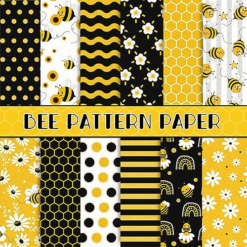 Whaline 12 Design-Papier mit Bienenmuster, 24 Stück, Gelb / Schwarz, Wabenmuster, doppelseitig, Sammlung, dekoratives Bastelpapier für Kartenherstellung, Scrapbooking, Fotoalbum, Dekoration, 15,2 x Whaline 12 Design-Papier mit Bienenmuster, 24 Stück, Gelb / Schwarz, Wabenmuster, doppelseitig, Sammlung, dekoratives Bastelpapier für Kartenherstellung, Scrapbooking, Fotoalbum, Dekoration, 15,2 x von Whaline