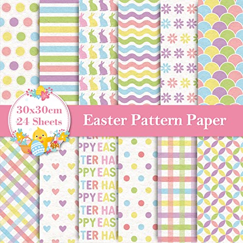 Whaline 12 Designs Ostermuster-Papier-Packung, 24 Blatt, "Happy Easter", Pastell-Scrapbook Spezialpapier, doppelseitig, Frühlingsdekoratives Bastelpapier für Kartenherstellung, Dekoration, 30x30 cm Whaline 12 Designs Ostermuster-Papier-Packung, 24 Blatt, "Happy Easter", Pastell-Scrapbook Spezialpapier, doppelseitig, Frühlingsdekoratives Bastelpapier für Kartenherstellung, Dekoration, 30x30 cm von Whaline