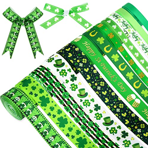 Whaline 12 Rollen 60 Yards St. Patrick's Day Band Kleeblatt Drahtkante Band Kleeblatt Hut Zwerg Hufeisen Dekorative Bastelbänder für irische Feiertagsverpackungen Dekor Haarschleife Nähen Kranz Whaline 12 Rollen 60 Yards St. Patrick's Day Band Kleeblatt Drahtkante Band Kleeblatt Hut Zwerg Hufeisen Dekorative Bastelbänder für irische Feiertagsverpackungen Dekor Haarschleife Nähen Kranz von Whaline