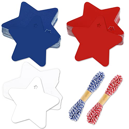 Whaline 120 Stück Stern-Geschenkanhänger, patriotische Papieranhänger, rot, blau, weiß, Stern, zum Aufhängen, Etiketten zum 4. Juli, Wünsche, Etiketten mit 2 Rollen, Partygeschenk, Dekoration Whaline 120 Stück Stern-Geschenkanhänger, patriotische Papieranhänger, rot, blau, weiß, Stern, zum Aufhängen, Etiketten zum 4. Juli, Wünsche, Etiketten mit 2 Rollen, Partygeschenk, Dekoration von Whaline