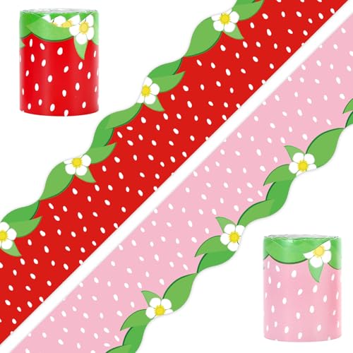 Whaline 20 m Erdbeer-Pinnwand-Bordüre, rot-rosa Erdbeerblume, gestanzt, gerollter Rand, für Klassenzimmer, Zuhause, Kreidetafel-Dekoration Whaline 20 m Erdbeer-Pinnwand-Bordüre, rot-rosa Erdbeerblume, gestanzt, gerollter Rand, für Klassenzimmer, Zuhause, Kreidetafel-Dekoration von Whaline
