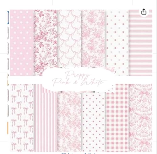 Whaline 24 Blatt 15,2 x 15,2 cm rosa Schleife Blumenmuster Papier Chinoiserie Scrapbook Spezialpapier doppelseitig für DIY Handwerk Kartenherstellung Fotoalbum Dekor von Whaline