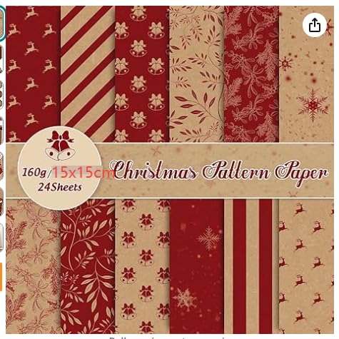 Whaline 24 Blatt Weihnachtsmusterpapier, Kraftpapier, rotes Rentier, Schneeflocke, Glocke, Sammelalbum, Spezialpapier, doppelseitig, für Weihnachten, Basteln, Kartenherstellung, Fotoalbum, Dekoration Whaline 24 Blatt Weihnachtsmusterpapier, Kraftpapier, rotes Rentier, Schneeflocke, Glocke, Sammelalbum, Spezialpapier, doppelseitig, für Weihnachten, Basteln, Kartenherstellung, Fotoalbum, Dekoration von Whaline