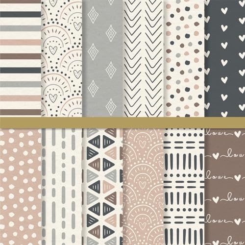 Whaline 24 Blatt neutrales Boho-Muster, Papier, Regenbogen-Herz-Punkt, Sammelalbum, Spezialpapier, doppelseitiges Bastelpapier für selbstgemachte Kartenherstellung, Fotoalbum, Tagebuch, Dekoration, Whaline 24 Blatt neutrales Boho-Muster, Papier, Regenbogen-Herz-Punkt, Sammelalbum, Spezialpapier, doppelseitiges Bastelpapier für selbstgemachte Kartenherstellung, Fotoalbum, Tagebuch, Dekoration, von Whaline