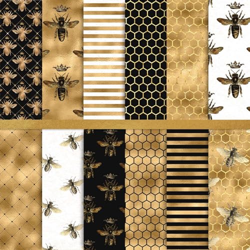 Whaline 24 Stück Bienenmuster-Papier, 30x30 cm, doppelseitiges Aquarell-Bienen-Scrapbook, Papier, Bastelpapier für DIY, dekorative Hintergrundkartenherstellung, Junk-Tagebuch-Dekoration, 12 Designs Whaline 24 Stück Bienenmuster-Papier, 30x30 cm, doppelseitiges Aquarell-Bienen-Scrapbook, Papier, Bastelpapier für DIY, dekorative Hintergrundkartenherstellung, Junk-Tagebuch-Dekoration, 12 Designs von Whaline