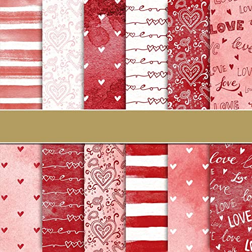 Whaline 24 Blatt Valentinstagsmusterpapier, 30 x 30 cm, Aquarell-Herz, Liebe, Scrapbook-Papier, doppelseitig, rot, rosa, flach gefaltet, für selbstgemachte Kartenherstellung, Scrapbooking, Fotoalbum, Whaline 24 Blatt Valentinstagsmusterpapier, 30 x 30 cm, Aquarell-Herz, Liebe, Scrapbook-Papier, doppelseitig, rot, rosa, flach gefaltet, für selbstgemachte Kartenherstellung, Scrapbooking, Fotoalbum, von Whaline