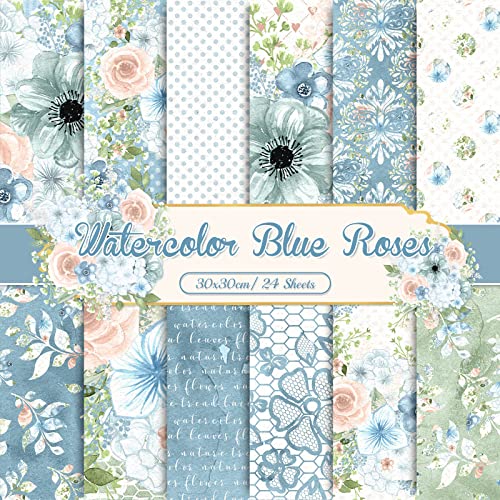 Whaline 24 Stück blaues Blumenmuster Papier 30 x 30 cm Aquarell Blume doppelseitiges Scrapbook Papier blaues Bastelpapier für DIY dekorative Hintergrund Kartenherstellung Fotoalbum Junk Journal Whaline 24 Stück blaues Blumenmuster Papier 30 x 30 cm Aquarell Blume doppelseitiges Scrapbook Papier blaues Bastelpapier für DIY dekorative Hintergrund Kartenherstellung Fotoalbum Junk Journal von Whaline