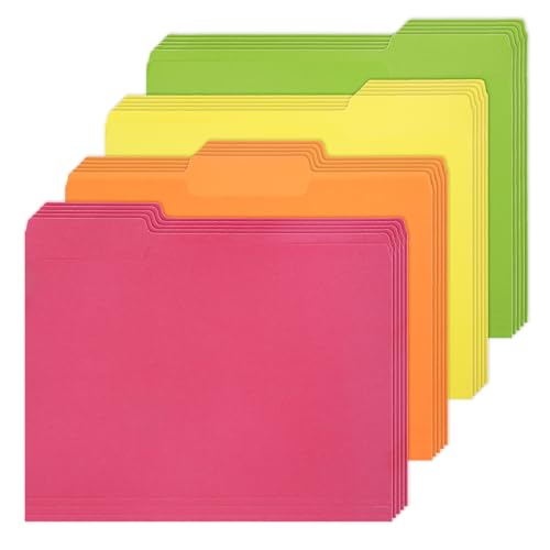 Whaline 24 Stück neonfarbene Aktenmappen, Briefgröße, Rosa, Orange, Gelb, Grün, mit 1/3-Schnittlasche für Zuhause, Büro, Klassenzimmer, 24 x 29 cm, 4 Farben Whaline 24 Stück neonfarbene Aktenmappen, Briefgröße, Rosa, Orange, Gelb, Grün, mit 1/3-Schnittlasche für Zuhause, Büro, Klassenzimmer, 24 x 29 cm, 4 Farben von Whaline