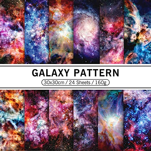 Whaline 24Pcs Galaxy Pattern Paper Pack 30x30cm Starry Sky Scrapbook Specialty Paper Double Sided Patterned Paper Collection Folded Flat for DIY Decorative Background Card Making Photo Album Decor von Whaline