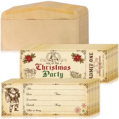 Whaline 25 Stück Weihnachtsfeier Einladungen mit Umschlägen Vintage Stil Weihnachtsmann Party Ticket Einladungen Karten Xmas Party Einladungen für Winter Baby Shower Feier Neujahr Geburtstag Party Whaline 25 Stück Weihnachtsfeier Einladungen mit Umschlägen Vintage Stil Weihnachtsmann Party Ticket Einladungen Karten Xmas Party Einladungen für Winter Baby Shower Feier Neujahr Geburtstag Party von Whaline