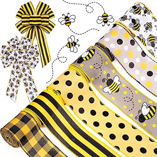 Whaline 27.8 m Hummelband mit 6 Designs, gelb und schwarz, Punkte, kariert, Drahtkante, Sommerstoff, Basteln, dekoratives Band für Geschenkverpackungen, Geburtstagsparty, Haarschleife, Nähen. Whaline 27.8 m Hummelband mit 6 Designs, gelb und schwarz, Punkte, kariert, Drahtkante, Sommerstoff, Basteln, dekoratives Band für Geschenkverpackungen, Geburtstagsparty, Haarschleife, Nähen. von Whaline