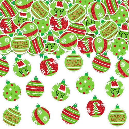 Whaline 270 Stück Weihnachts-Konfetti, rot und grün, Weihnachtsball-Papier-Konfetti-Tischaufsatz für Winterurlaub, Geburtstag, Party, Zubehör, DIY, Basteln, 6 Stile von Whaline