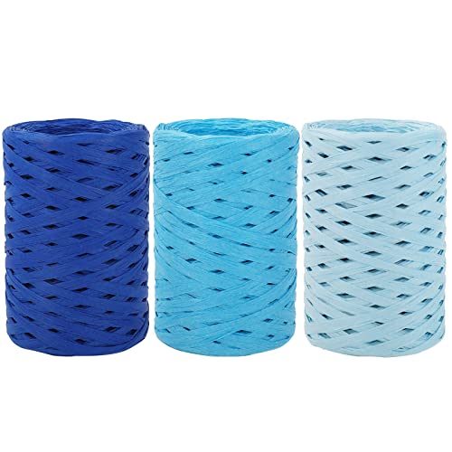Whaline 3 Rollen mit Farbverlauf, blaue Bastbänder, dunkelblau, hellblau, himmelblau, Bastpapier, Schnur, Papier, Geschenkbänder, für den Winter, tägliche Kunst, Handwerk, DIY, Geschenkverpackung, Whaline 3 Rollen mit Farbverlauf, blaue Bastbänder, dunkelblau, hellblau, himmelblau, Bastpapier, Schnur, Papier, Geschenkbänder, für den Winter, tägliche Kunst, Handwerk, DIY, Geschenkverpackung, von Whaline