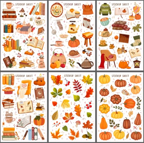 Whaline 30 Blatt Herbst-Scrapbook-Aufkleber, Buch, Kürbisblätter, Tagebuch, Aufkleber für Herbst, Erntedankfest, Laptop, Wasserflasche, Dekoration Whaline 30 Blatt Herbst-Scrapbook-Aufkleber, Buch, Kürbisblätter, Tagebuch, Aufkleber für Herbst, Erntedankfest, Laptop, Wasserflasche, Dekoration von Whaline