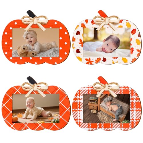 Whaline 4 Stück Herbst-Kürbis-Bilderrahmen in Kürbisform, Holz-Bilderrahmen mit natürlichem Bast, für Thanksgiving, Ernte, Halloween, Party, Zuhause, Tisch Whaline 4 Stück Herbst-Kürbis-Bilderrahmen in Kürbisform, Holz-Bilderrahmen mit natürlichem Bast, für Thanksgiving, Ernte, Halloween, Party, Zuhause, Tisch von Whaline