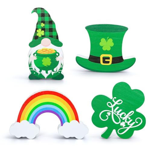Whaline 4 Stück St. Patrick's Day Holzschild Kleeblatt Hut Zwerg Regenbogen Tischdekoration Glücksklee Form Tischdekoration Irischer Urlaub Klassische Tischdekoration für Zuhause Kamin Etagere Whaline 4 Stück St. Patrick's Day Holzschild Kleeblatt Hut Zwerg Regenbogen Tischdekoration Glücksklee Form Tischdekoration Irischer Urlaub Klassische Tischdekoration für Zuhause Kamin Etagere von Whaline